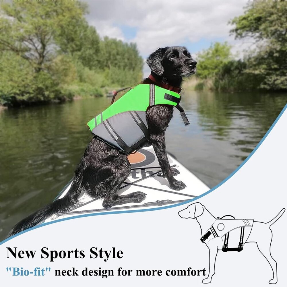 Vivaglory New Sports Style Dog Life Jacket Safety Vest Hi Vis Green Medium